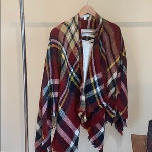 Plaid shawl wrap